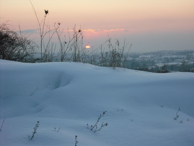 zimowy zachod słońca,widok z góry św.Marcina. #zima #ZachódSłońca