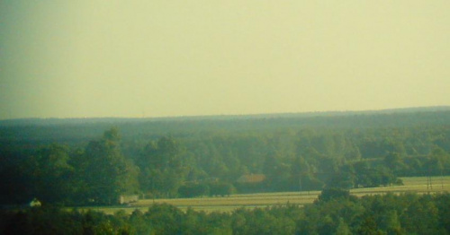 panorama w kierunku Radomska z Góry Sławno. ODLEGŁOŚĆ do masztu w Stobiecku: 59 km