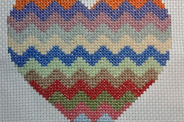 serce w paski #hafty