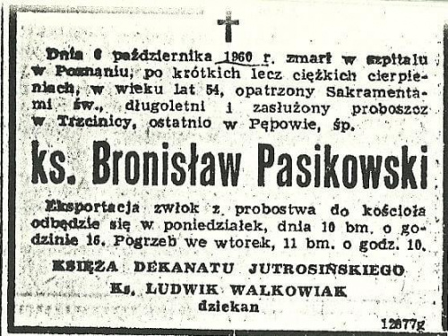 nekrolog ks. Bronisław Pasikowski