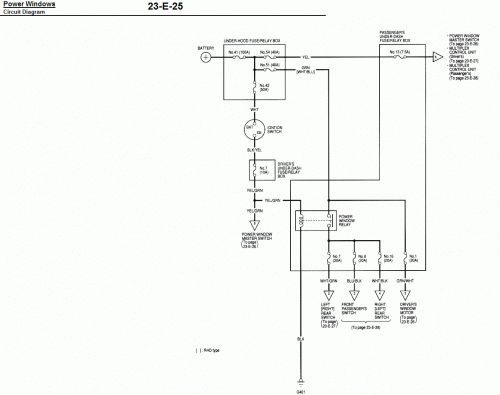 Schemat elektrycznych szyb Honda Accord