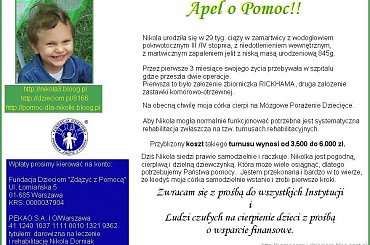 http://pomagamy.dbv.pl/ #Apel #ChoreDzieci #darowizna #Fiedziuszko #fundacja #MózgowePorażenieDziecięce #NikolaDorniak #OpiekaRehabilitacyjna #PomocCharytatywna #PomocDzieciom #PomocnaDłoń #rehabilitacja #schorzenie #sponsor #sponsoring #pomoc