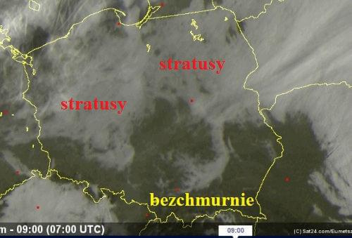 Zdjęcie satelitarne Polski z godz. 09.00 w dniu 21.10.2012