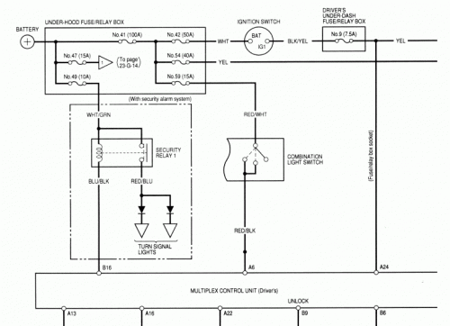 Centralny zamek Honda Accord - część schematu. #Centralny #zamek #Honda #Accord #schemat