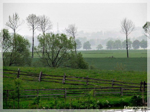 pejzaż ginący w mgle