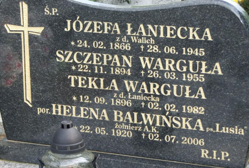 Żołnierz AK pochowany na cmentarzach świata
H. Balwińska "Lusia".