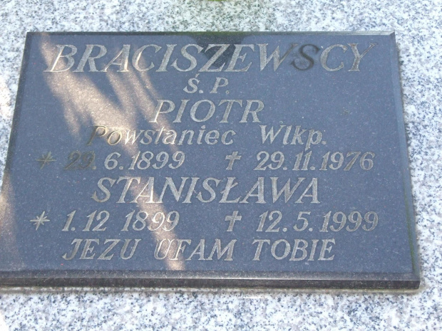 Piotr Braciszewski 1899-1976
cmentarz ul. Witkowska Gniezno