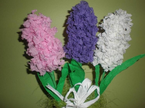 hiacynty z bibuły kwiaty z bibuły