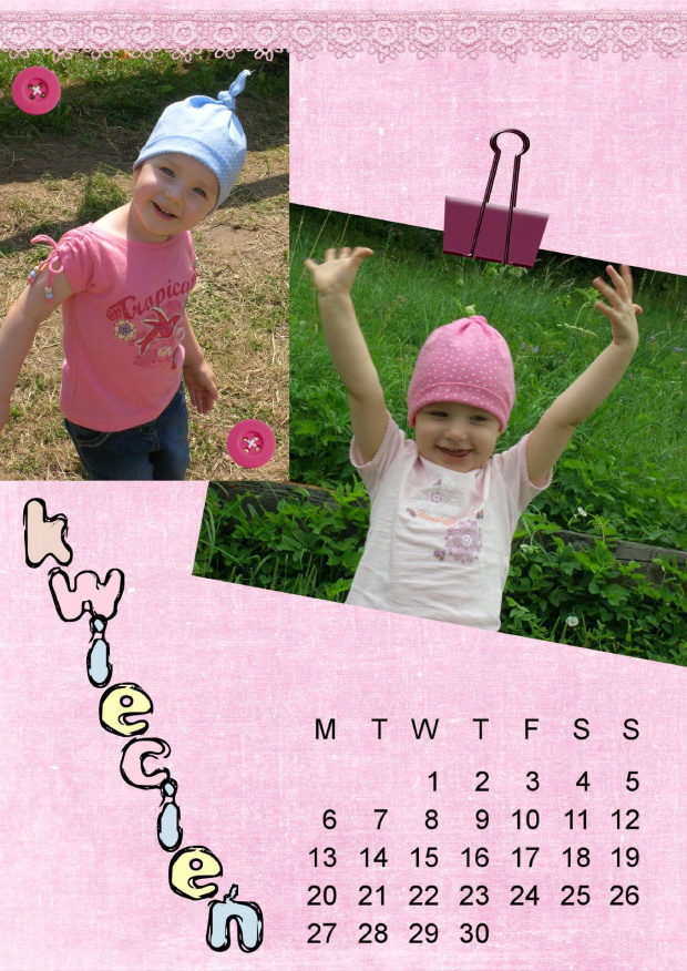 Kalendarz 2009 - Kwiecień #DigitalScrapbooking #kalendarz