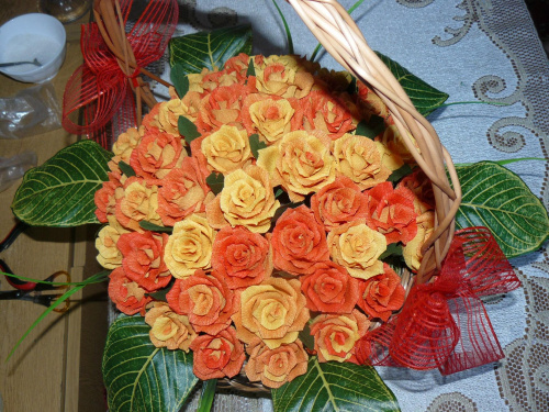 Kosz Róż na 40 tą rocznicę ślubu dla koleżanki rodzićów(40)róż
